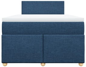 Κρεβάτι Boxspring με Στρώμα Μπλε 120x190 εκ. Υφασμάτινο - Μπλε