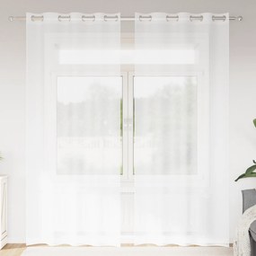 vidaXL Κουρτίνες με κουρτίνες 2 pcs Λευκό 140 x 225 cm Πολυεστέρας