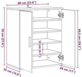 Παπουτσοθήκη Παλιό Ξύλο 60 x 35 x 70 εκ. από Μοριοσανίδα - Καφέ