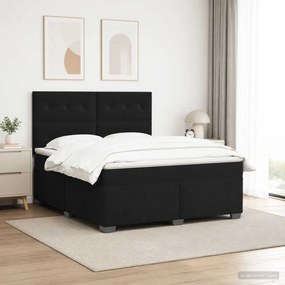 vidaXL Κρεβάτι box spring με στρώμα Μαύρο 140 x 190 cm Βελούδο