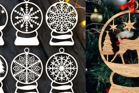 Σετ των 3 Intra απο ξύλο plywood 3mm-4mm πάχος Χριστουγεννιάτικου Στολίδι Paper Cut Δίασταση 8x8 cm INTRAFABR-83625767
