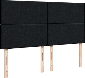 vidaXL Κρεβάτι Boxspring με Στρώμα Μαύρο 200x200 εκ. Υφασμάτινο