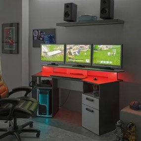 Epiplo World  Γραφείο Gaming Invaders 170x67x88εκ. Ανθρακί - Λευκό BEST-155700