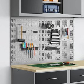 vidaXL Πάνελ Τοίχου Εργαλείων 2 τεμ. Γκρι 100 x 1 x 60 εκ Ατσάλι