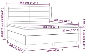 vidaXL Κρεβάτι Boxspring με Στρώμα Μπλε 160x200 εκ. Υφασμάτινο