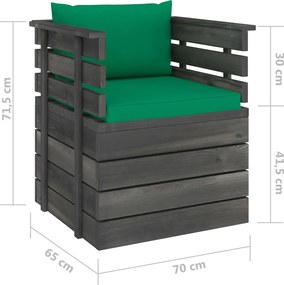 vidaXL Πολυθρόνα Κήπου από Ξύλο Πεύκου με Μαξιλάρια