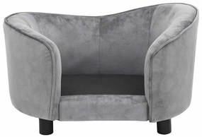 vidaXL Καναπές - Κρεβάτι Σκύλου Γκρι 69 x 49 x 40 εκ. Βελουτέ