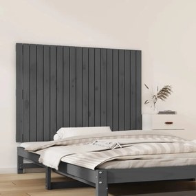 Κεφαλάρι Τοίχου Γκρι 127,5x3x90 εκ. από Μασίφ Ξύλο Πεύκου - Γκρι