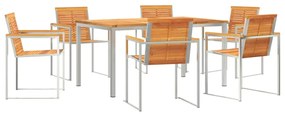 vidaXL Σέτ φαγητού για κήπο 7 pcs Σταθερό Ξύλο Ακακίας