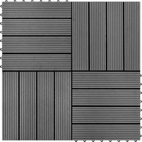 vidaXL Πλάκα Κατασκευής 11 pcs Γκρι 30 x 30 cm WPC