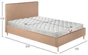 Επενδυμένο Κρεβάτι με Στρώμα INDRA Διπλό με Ύφασμα Μπέζ 160x200εκ 172x214x112 εκ.