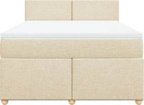 vidaXL Κρεβάτι Boxspring με Στρώμα Κρεμ 140x190 εκ. Υφασμάτινο