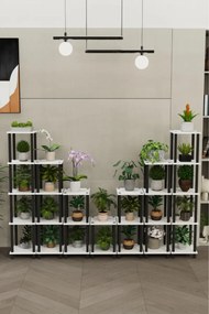 Stewehome πολυόροφος σταντ για γλάστρες με ράφια από λευκή μελαμίνη
