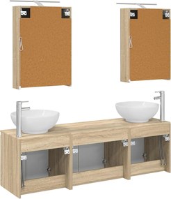 vidaXL Σετ Ντουλαπιών Μπάνιου 5 pcs Sonoma Δρυς Επεξεργασμένο Ξύλο