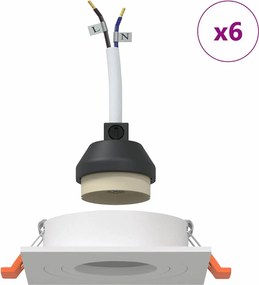 vidaXL Σποτ 6 pcs Λευκό 9 x 9 x 2 εκ. Αλουμίνιο
