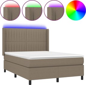 vidaXL LED Κρεβάτι με βάθρο με κεφαλάρι ύφασμα
