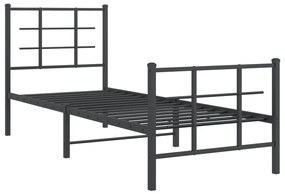 Πλαίσιο Κρεβατιού με Κεφαλάρι/Ποδαρικό Μαύρο 80x200 εκ. Μέταλλο - Μαύρο