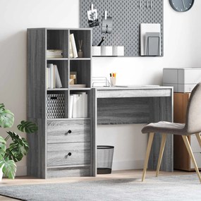 vidaXL Γραφείο με συρτάρι με ράφι με αποθήκευση 2 pcs Γκρίζο Σονομα