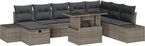 vidaXL Σετ Καναπέ Κήπου 9 pcs Γκρι συνθετικό ρατάν