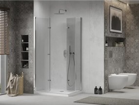 Mexen Lima Δίδυμη πτυσσόμενη καμπίνα ντους 80 x 70 cm, διαφανής, χρώμιο +