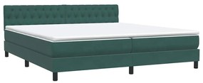 Κρεβάτι Boxspring με Στρώμα Σκούρο Πράσινο 180x210εκ. Βελούδινο - Πράσινο