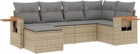 vidaXL Patio Sofa Set 6-θέσια Beige and Grey