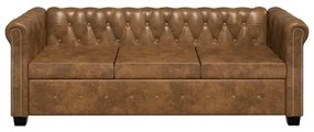 vidaXL Διθέσιος και Τριθέσιος Καναπές Chesterfield Σετ Καφέ