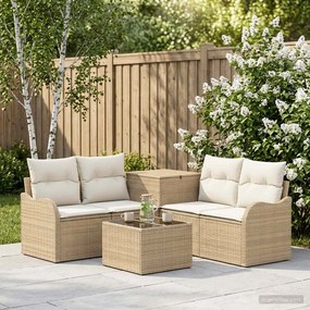 vidaXL Σετ Καναπέ 6 τμχ. Μπεζ και Κρέμ 55 x 55 x 37 εκ