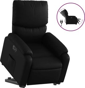 vidaXL Πολυθρόνα Ηλεκτρική Ανακλινόμενη με Ανύψωση Μαύρη Συνθ. Δέρμα