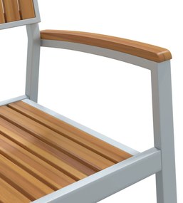 Στοιβαγμένες Καρέκλες Κήπου 8 τμχ Γκρι Σίδηρο Και Σταθερό Ξύλο Ακακίας 3284396