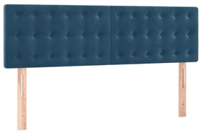 vidaXL Κρεβάτι Boxspring με Στρώμα Σκούρο Μπλε 140x200 εκ. Βελούδινο