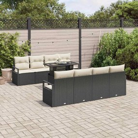 vidaXL Σετ Καναπέ Κήπου 7 pcs Μαύρο και κρεμ 100 x 55 x 73 εκ
