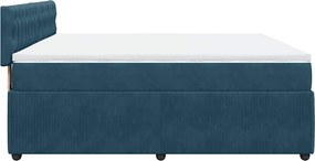 vidaXL Κρεβάτι Boxspring με Στρώμα Μπλε 200x200 εκ. Βελούδινο