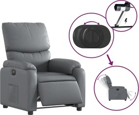 vidaXL Πολυθρόνα Ηλεκτρική Ανακλινόμενη Γκρι από Συνθετικό Δέρμα