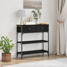 vidaXL Κονσόλα Μαύρη Δρυς 72,5x25x75 εκ. Σανίδα και Χάλυβας