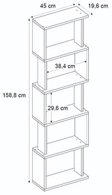 Βιβλιοθήκη Alvina Megapap χρώμα μαύρο 45x19,6x158,8εκ.