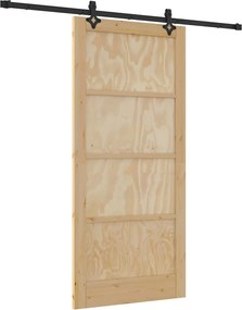 vidaXL Συρόμενη Πόρτα Φυσικό και Μαύρο 93 x 202 cm