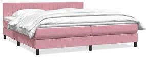 vidaXL Box Spring κρεβάτι με στρώμα ροζ 180x220 cm Βελούδινο