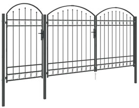 vidaXL Πύλη Κήπου με Καμπύλη Κορυφή Assen Γκρι 400 x 125 cm Ατσάλι