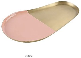Διακοσμητική Πιατέλα Μεταλλική Ροζ-Χρυσή 42x26,5εκ. 22.000.2014