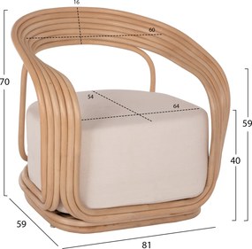 ΠΟΛΥΘΡΟΝΑ DUCHESS ΑΠΟ RATTAN ΦΥΣΙΚΟ-ΕΚΡΟΥ ΜΑΞΙΛΑΡΙ HM9478 81x59x70Y εκ.