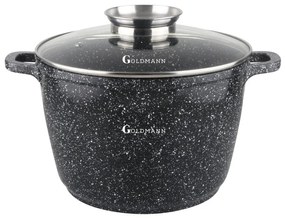 Βαθιά κατσαρόλα Goldmann GM-0628, 10L, 28см, Μαρμάρινη επίστρωση, Επαγωγή, Μαύρο
