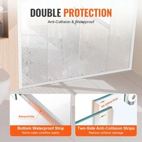VEVOR Semi-frameless Double Sliding Shower Door SGCC Tempered Glass 1/4&quot; Chrome