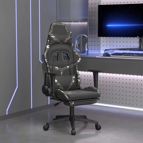 Καρέκλα Gaming Μασάζ Υποπόδιο Μαύρος Παραλλαγή Συνθετικό Δέρμα