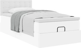 vidaXL Οθωμανικό κρεβάτι με στρώμα Λευκό 90x200cm Faux Leather