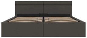 vidaXL Πλαίσιο Κρεβατιού με Αποθ. Χώρο/LED Σκ. Γκρι 160x200 εκ. Ύφασμα