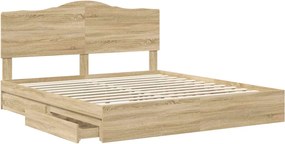 vidaXL Κρεβάτι Αποθήκης Δρύς Sonoma 180 x 200 cm Επεξεργασμένο ξύλο