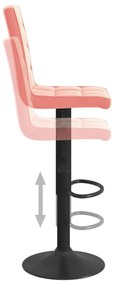 vidaXL Σκαμπό Μπαρ 2 τεμ. Ροζ Βελούδινα