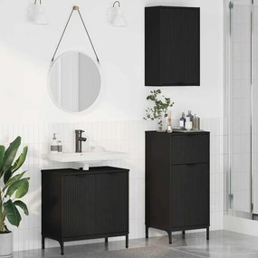 vidaXL Σετ Επίπλων Μπάνιου με συρτάρι 3 pcs Μαύρο 39.5 x 36 x 88 εκ