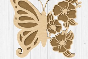 Σετ των 2 Intra απο ξύλο plywood 3mm-4mm πάχος Πεταλούδα Floral Wall Art - Δίασταση 40x40 cm INTRAFABR-112745261